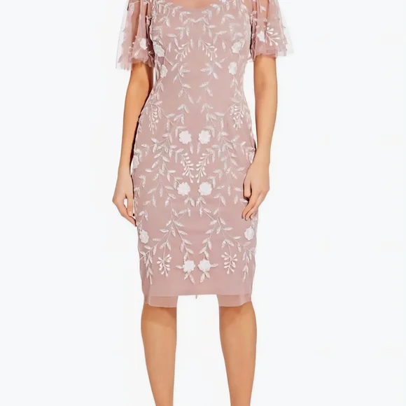 chinese dress ladies Adrianna Papell Women's Sequin Detail Floral Column Sleeveless Dress - Silver/Blush Multi main image 0